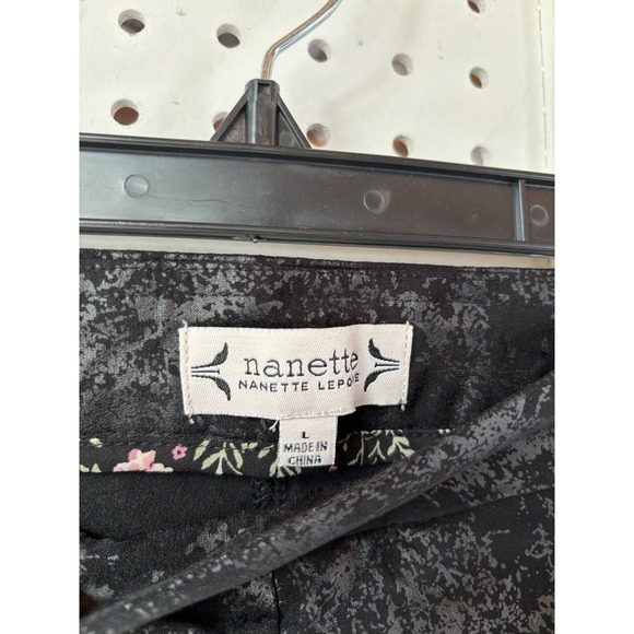 Nanette Leopore Women's Lg Pull On Black Silver Metallic Dress Pants - Picture 3 of 5